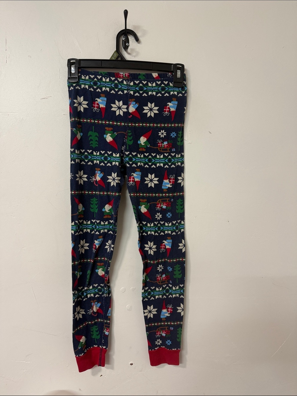 Hanna Andersson Navy Holiday Gnome Print Pajama pant with Red Cuffs